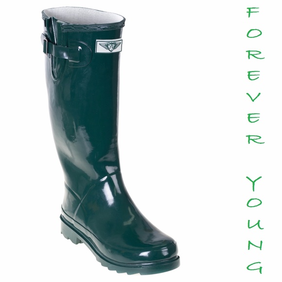 Forever Young Shoes - Women's Rainboots, Tall Rubber Rain Boots, RB-3106, Hunter Green